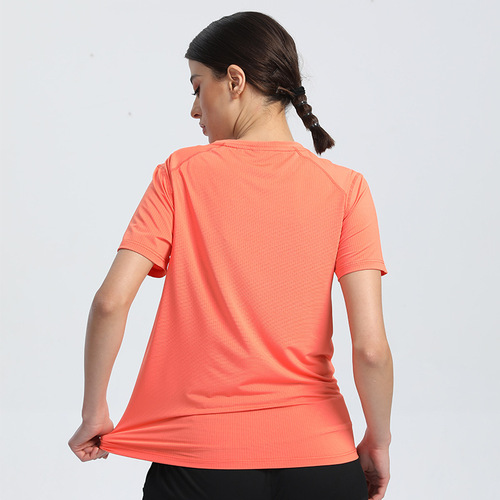 New Multicolor Sweatproof Quick-Dry T-Shirt for Men and Women, Four-Needle Six-Line Printed High-Elastic Short-Sleeve Summer Mesh Splicing Top
