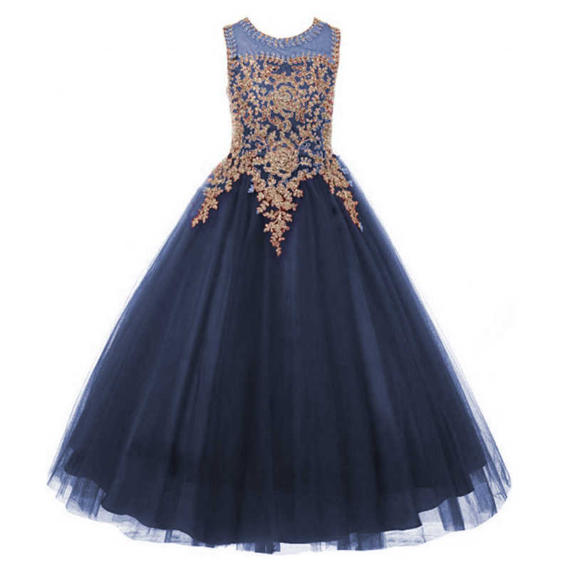 Niñas transfronterizas encaje caliente diamante vestido de princesa sin mangas vestido de niños espectáculo de cumpleaños desfile anfitrión vestido de prenda