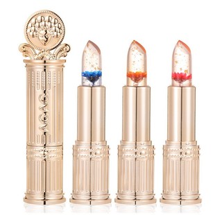 Agag Flower Jelly Color-Changing Lipstick with Mirror, Long-Lasting Color, Not Easy to Stick to the Cup, No Makeup Removal, Moisturizing and Warm-Changing Lipstick