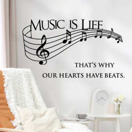 temr五线谱背景墙装饰贴黑白音符玻璃橱窗自粘墙贴画 36096