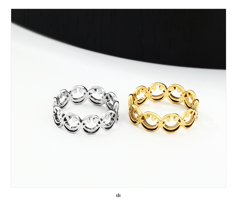 5g Weight Rings Classification 6, 9 Ring Size 1 Piece Quantity Daily Occasion Wholesale Cute Smile Face Stainless Steel Rings
