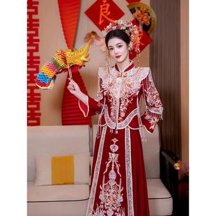 Velvet Xiuhe Dress Bride 2024 New Wedding Dress New Style Dress for Wedding Heavy Industry Chinese Style Dress for Wedding Xiuhe