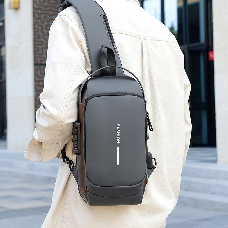 Bolso de pecho de hombre bloqueo de contraseña bolso de ciclismo anti-robo ocio al aire libre correr viaje bolso de cintura de hombro mochila deportiva