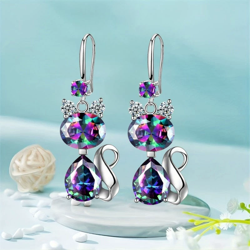 Изысканный милый котенок блестящий изысканный простой модный дикий свежий темперамент сладкий сувенирный подарок серьги