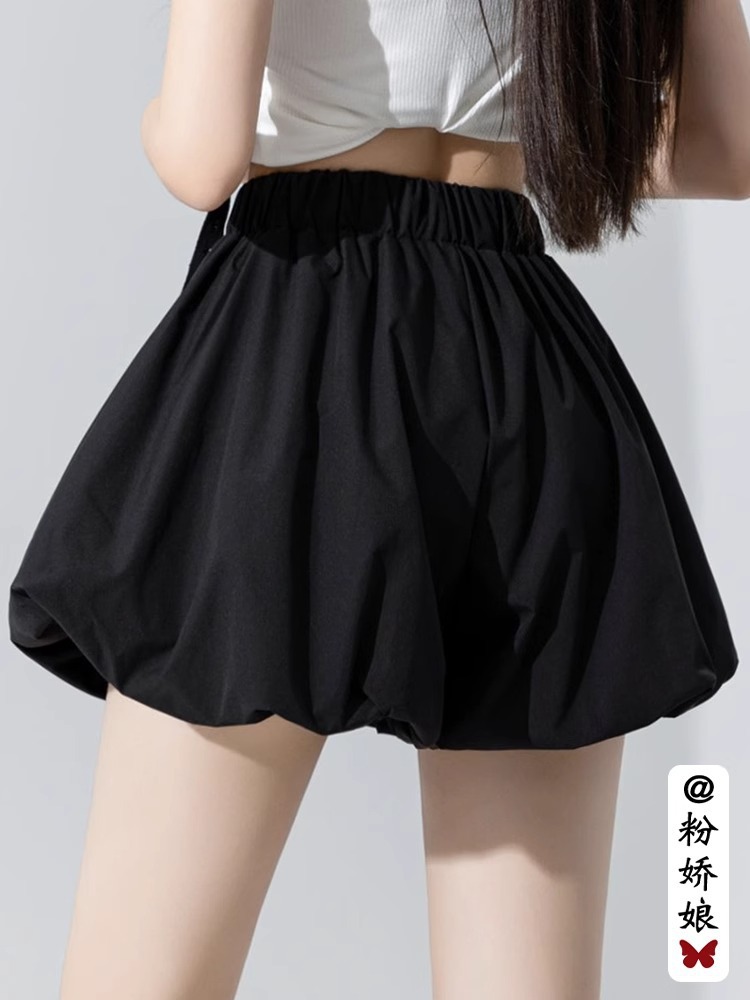 阔腿花苞休闲松紧腰裤子显瘦宽松南瓜裤灯笼裤短裤女2024秋季ins