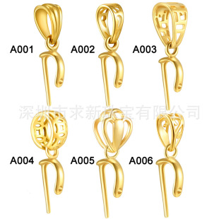18K gold buckle necklace buckle oblique hole Guanyin Buddha Jade melon buckle clip Jade buckle pendant buckle accessories
