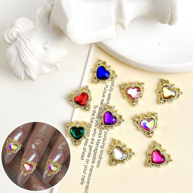 New Entry Luxury Palace Style Love Diamond Nail Art Jewelry Golden Alloy Love Gem Super Flash Nail Decoration New Entry Luxury Palace Style Love Diamond Nail Art Jewelry Golden Alloy Love Gem Super Flash Nail Decoration