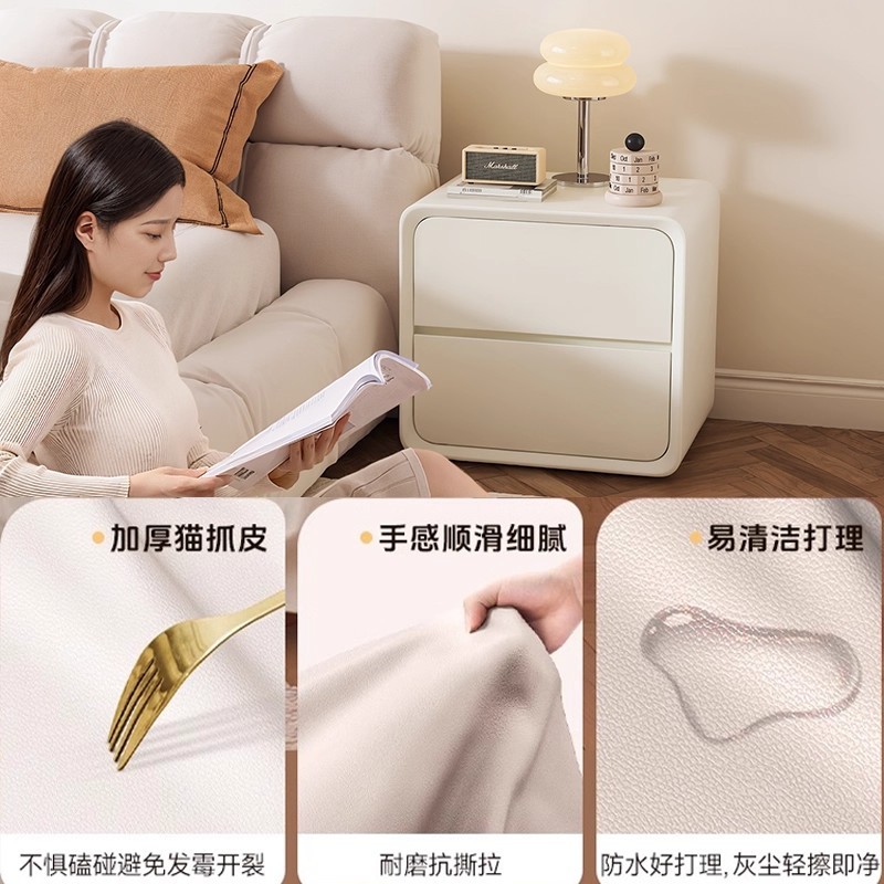 Tabernita de cabecera del dormitorio armario de almacenamiento doméstico pequeño 2025 nuevo estilo francés crema cama de aire armario estante