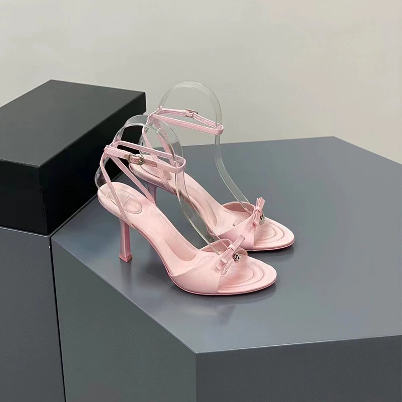 Туфли-сандайл high-heeled, женские, французский стиль, каблук 7 или 9 см, высокое качество отделки