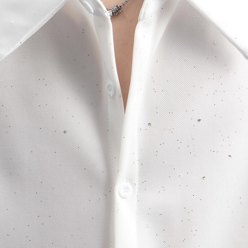 Spring and Autumn High-End Niche Design Sequined Shirt for Men, Handsome Street Casual Long-Sleeved Baby's Breath Shirt Jacket