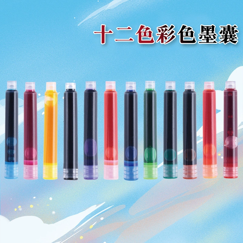 Универсальные картриджи для перьевых ручек, 12 цветов, большой калибр 3.4, сменные, синий, оранжевый, розовый, красный, от производителя