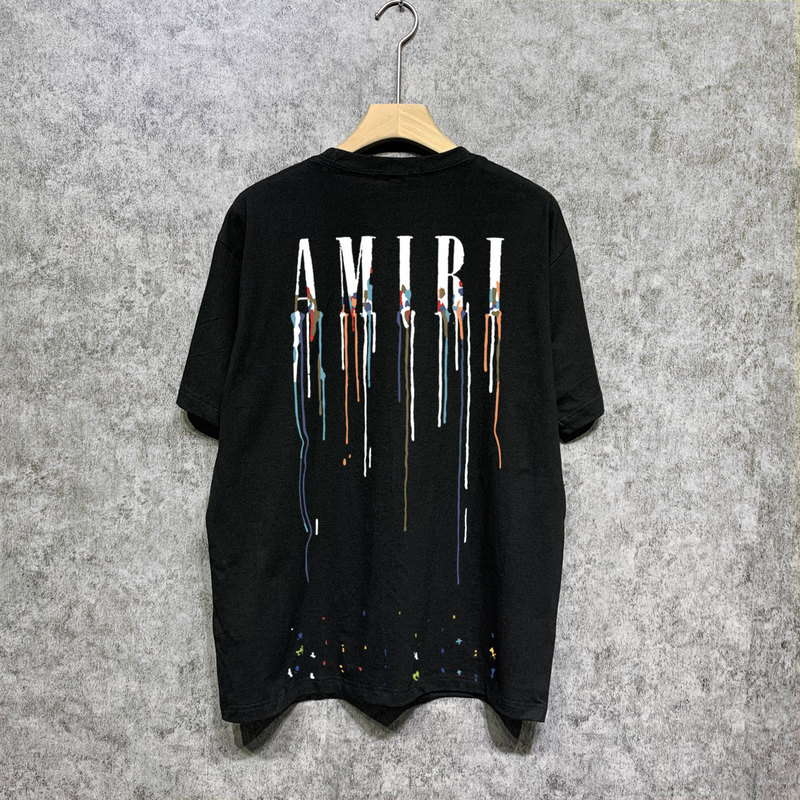 New Trendy Brand Summer Color Ink Splash Letter Amiri Printed Short-Sleeved Amazon Men's Trendyy Hip-Hop Loose T-Shirt New Trendy Brand Summer Color Ink Splash Letter Amiri Printed Short-Sleeved Amazon Men's Trendyy Hip-Hop Loose T-Shirt