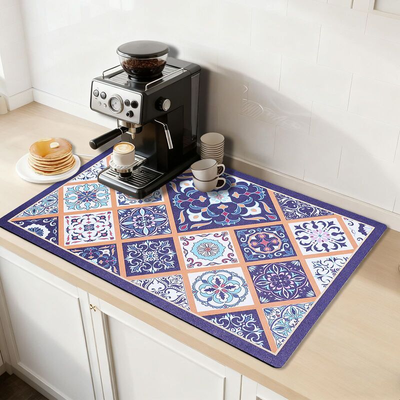 Diatomaceous Earth Drainage Mat Coffee Machine Anti-Vibration Non-Slip Mat Desktop Heat Insulation Decorative Mat Temu Dropshipping Retro Style