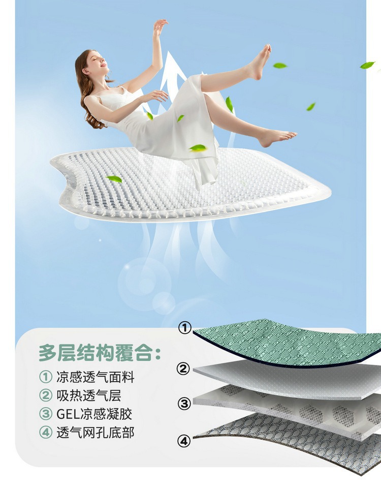 Cross-border best-selling new honeycomb gel seat cushion, suitable for all seasons, comfortable, breathable, and made with ice-cooling fabric for cars