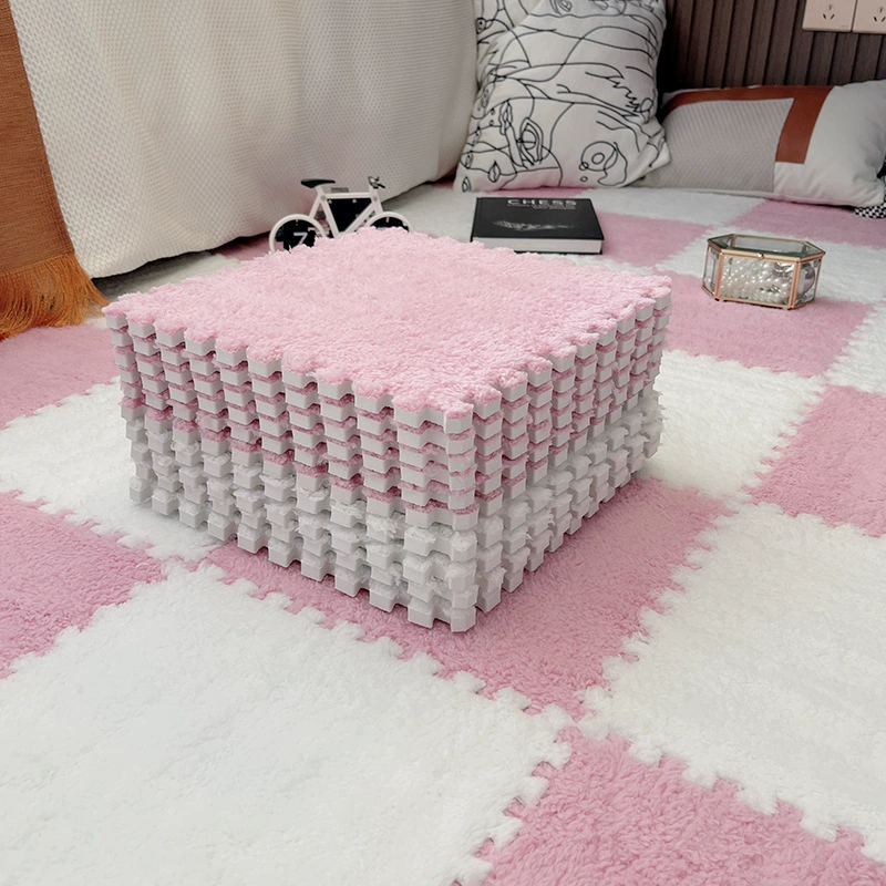 Sub-cut carpet, bedroom bedside blanket, large-area children's foam floor mat, plush, stain-resistant, fully spliced