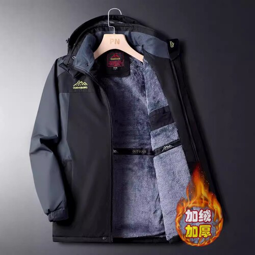 Men's Down-filled Winter Warm Coat, Insulated Heavy-duty Windproof and Cold-resistant Fleece Jacket for Dad
