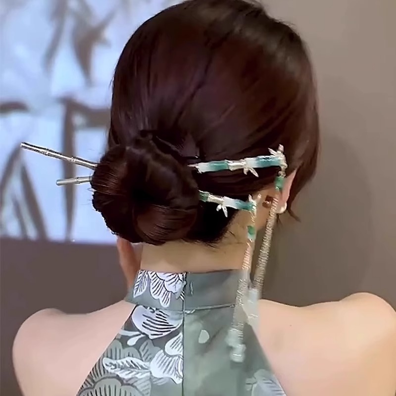 Clipper de cabello de flores de estilo antiguo, temperamento femenino de alto nivel, temperamento versátil, clipper de cabello de estilo chino, clipper de cabello de cabeza posterior.