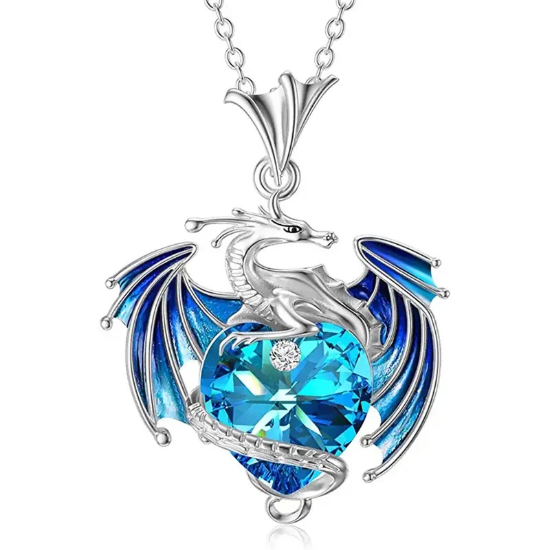 Casual Cartoon Style Heart Shape Dragon Alloy Plating Women's Pendant Necklace display picture 6