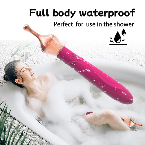Double-headed Vibration Rod Crown Pointing Pen 10 Frequency Strong Vibration Massager Female Self-Lubricating Silicone Insertable Sex Toy 