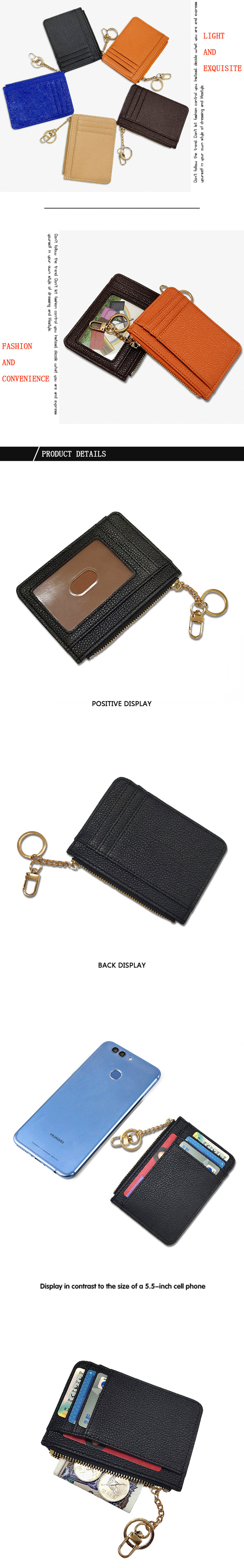 Cross-border New Arrival Korean Style Creative Zipper Coin Purse Men And Women Fashion Color Contrast Card Holder Multiple Card Slots Key Hook Wallet display picture 1