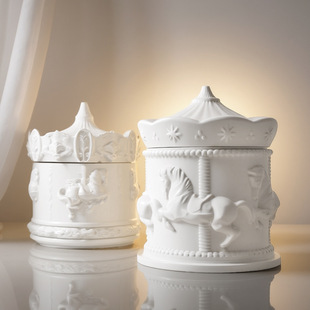 Ins Style Carousel Storage Box Horse Scandinavian Aromatherapy Diffuser Ornaments Fragrance Building Desktop Retro Gift