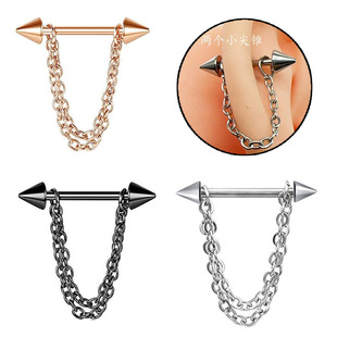 Amazon cross-border exclusive for factory direct stainless steel breast ring chain pendant breast nail chest piercing jewelry in stock