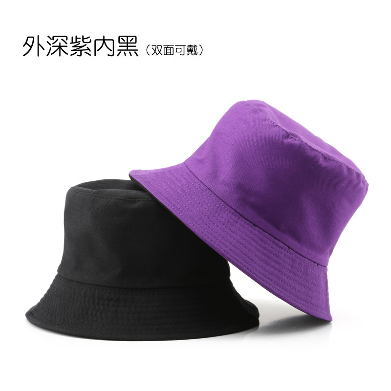 高品質両面漁師帽女性春夏光板学生日よけ盆帽国境を越えた帽子純色日焼け止め戸外帽