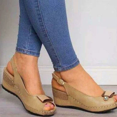 Внешняя торговля женская обувь больших размеров желает Амазонке рыбий рот 2023 летние новые клиновидные пряжки 43 ярда римские сандалии женские