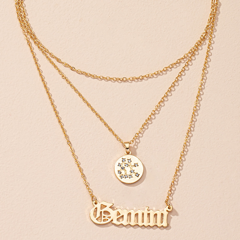 Retro Diamond-studded Symbol Clavicle Chain Twelve Constellation Necklace Letter Sweater Chain display picture 32