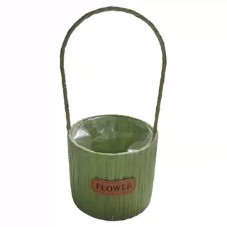 Maceta de Imitación Ratán de Plástico Tejido a Mano para Escritorio y Decoración de Plantas