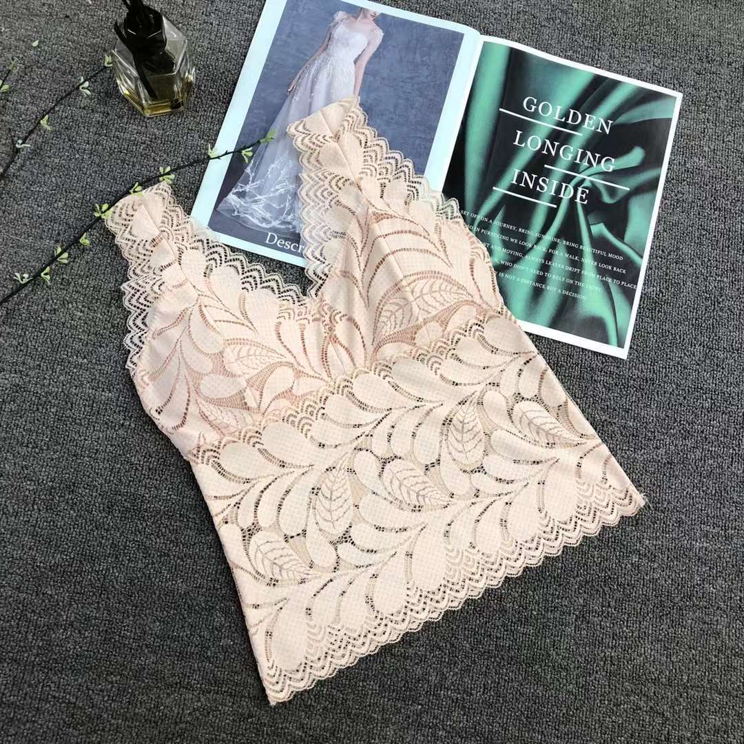 Nuevo Chaleco de encaje belleza espalda envuelta pecho ropa interior inalámbrica camisola sexy ropa interior de mujer base anti-exposición