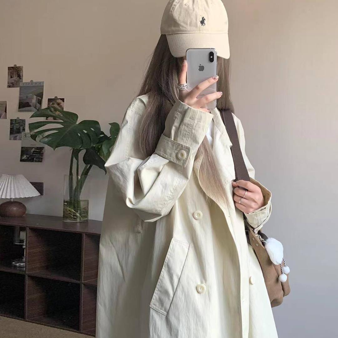 Japanese-Style Trench Coat for Women 2025 Autumn New Petite Stylish Thin Korean Version Loose Mid-Length Coat