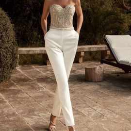 欧美秋季外贸新款女装独立站裹胸性感无袖绣花亮片长裤连体裤新款
