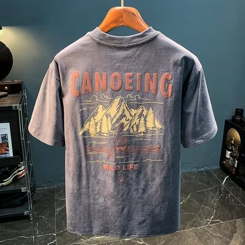 Summer Printed Short Sleeve T-Shirt Wholesale 2025 New Retro Distressed Sweatshirt Breathable Men's Top