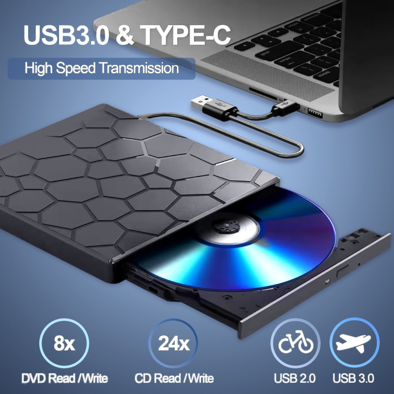 新製品多機能拡張外付け光学ドライブDVDレコーダー七合一USB/TYPEインターフェイス外付けUSB|undefined
