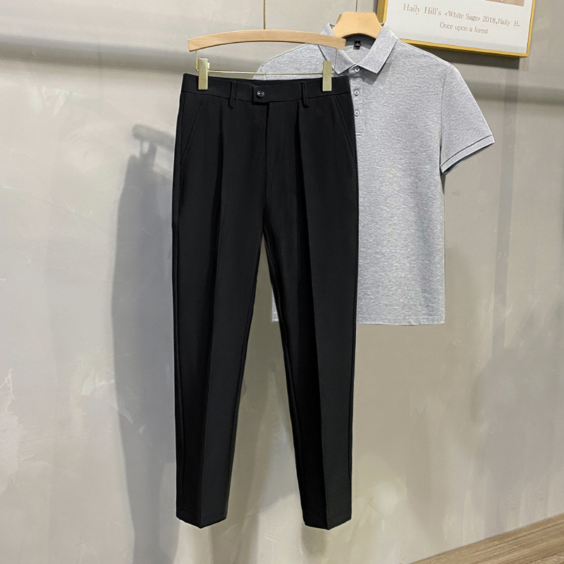 Casual Slim-fit Cropped Pants Men's Dipped Trendy Light Mature Style Professional Dress Pants Spring and Autumn Pants