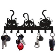 金属猫家居壁挂式钥匙架 时尚黑猫墙钥匙跨境电商亚马逊热销爆品