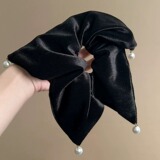 Ретро шарф, подвеска из жемчуга, хвостик, резинка для волос, аксессуар для волос, французский стиль