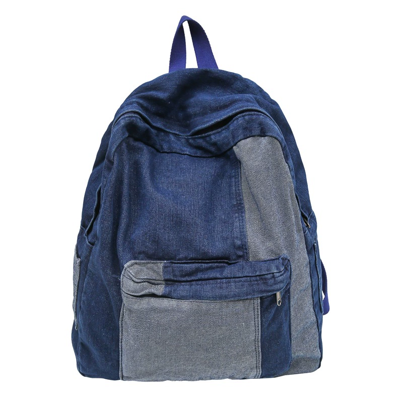 Capacious backpack, summer retro denim shoulder bag, for students