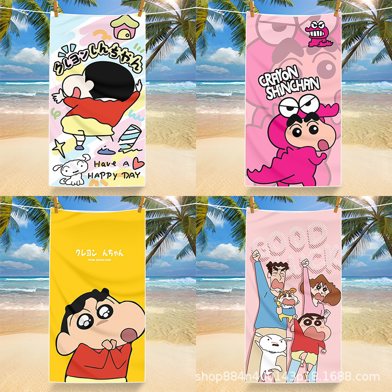 Cartoon Crayon Shin-Chan Microfiber Beach Towel Outdoor Swimming Digital Printing Sports Quick-Drying Towel Super Soft