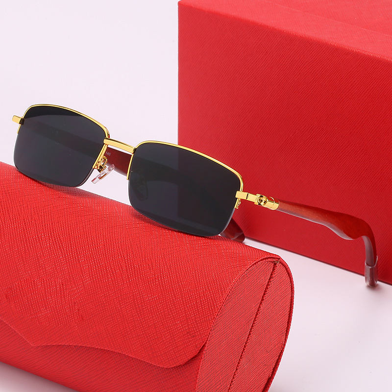 Kajia's New Slingshot Wooden Leg Sunglasses for Men Cross-Border European and American Half-Frame Sunglasses for Women Small Square Frame Optical Glasses Frames Kajia's New Slingshot Wooden Leg Sunglasses for Men Cross-Border European and American Half-Frame Sunglasses for Women Small Square Frame Optical Glasses Frames
