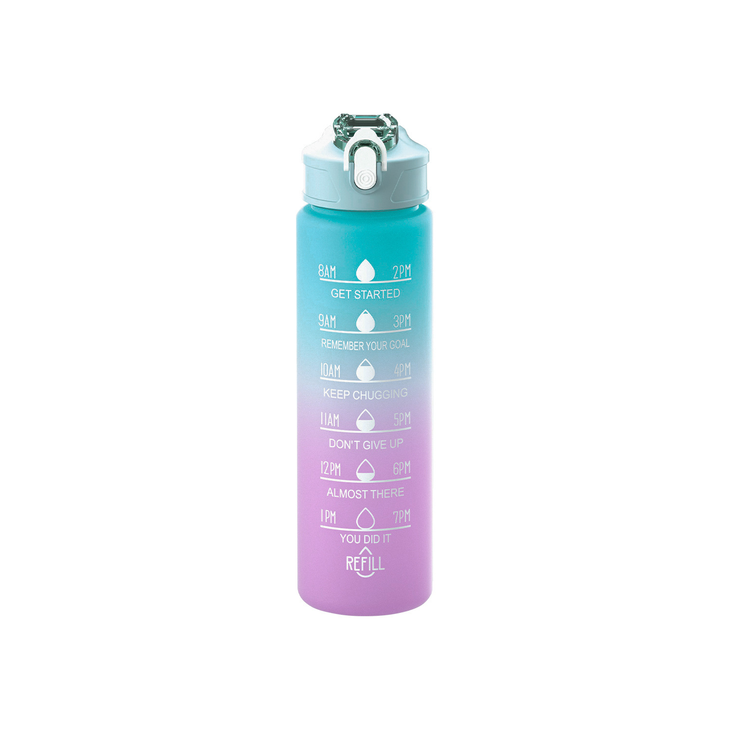 Taza de agua de tres piezas taza de paja de gran capacidad taza de agua de color degradado espacio deportivo olla taza de agua de plástico esmerilado con escala