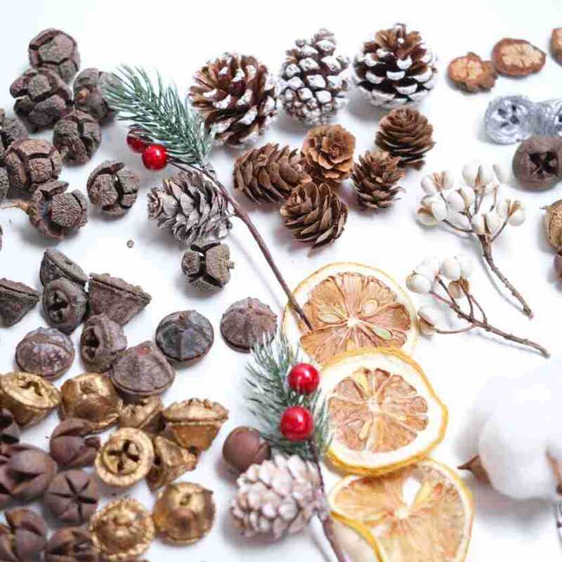 Cross-border Christmas DIY decoration pine needles pine cones dried fruit handmade material package Christmas tree atmosphere sense dress up supplies