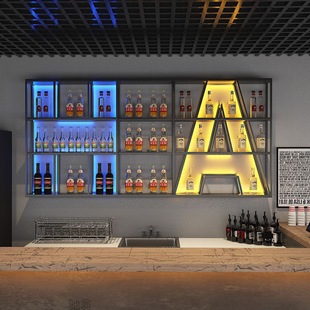 Wine Cabinet Red Wine Rack Wall-Mounted Creative Luminous Letter Storage Rack Restaurant Wine Rack Bar Bar Counter Cabinet