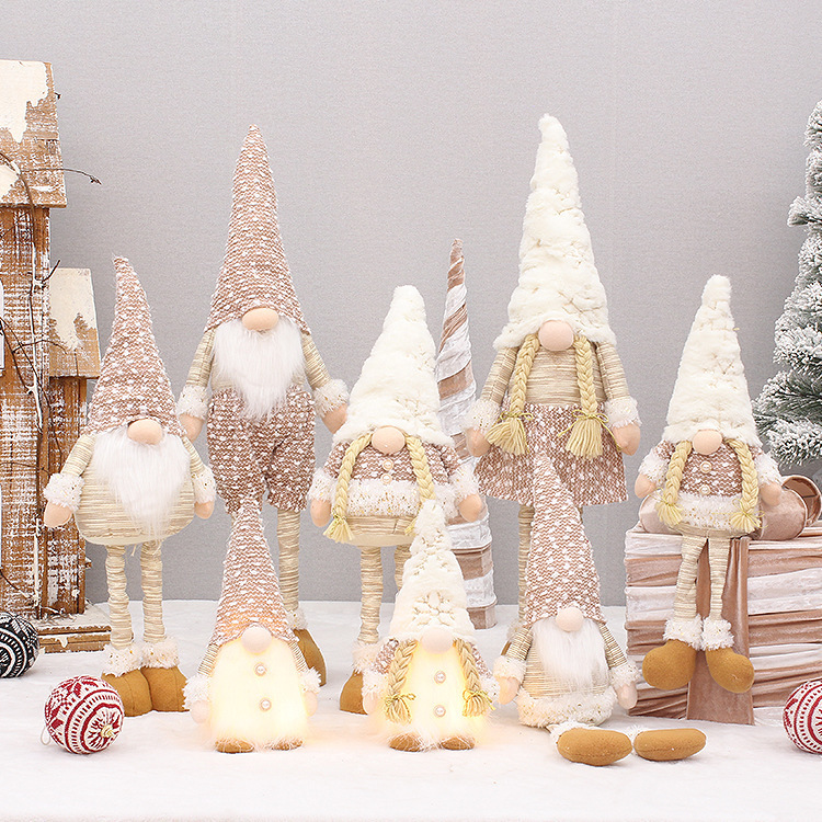国境を越えた新しいクリスマス装飾品白ひげ無顔人形伸縮可能な人形が光るルドルフの置物|undefined