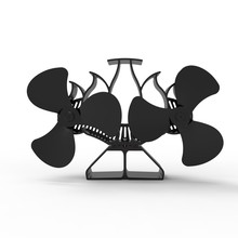 外贸热销双头6叶大风量热动力壁炉风扇无电静音节能燃木炉风扇