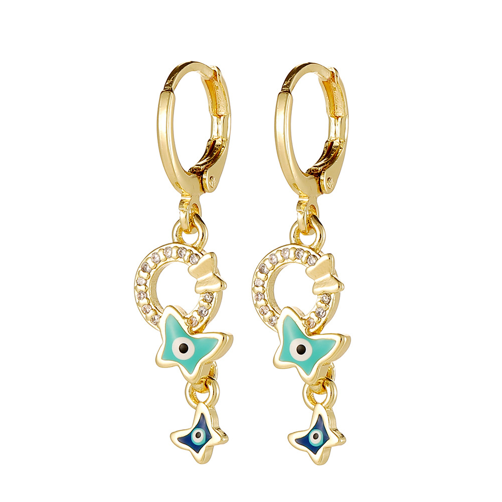 Fashion Devilu0027S Eye Butterfly Copper Drop Earrings Enamel Zircon Copper Earrings