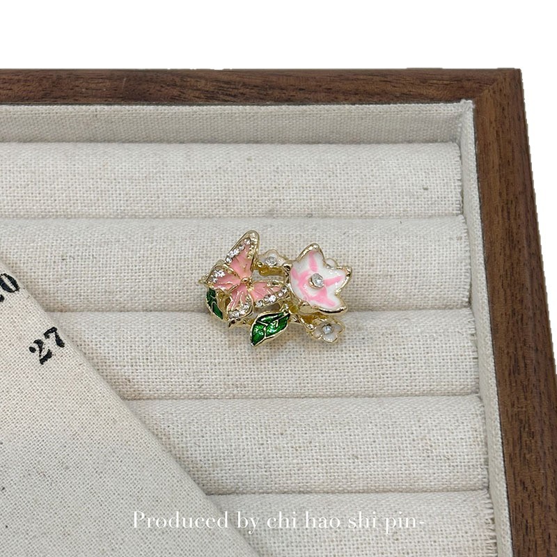Rosa Blume für Damen, sommerlicher, leichter Luxus-Ring im Palaststil, exklusiver Ring für den Zeigefinger, süßes Stapelring-Design._voghion.com
