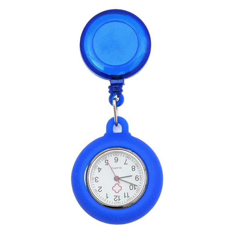 Reloj de enfermera de hebilla fácil de tirar Reloj colgante portátil de enfermera de hospital dial redondo puntero luminoso reloj de pecho retráctil reloj de bolsillo para hombres y mujeres