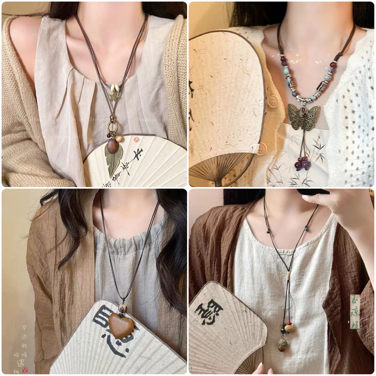 New Chinese Long Tassel Necklace Women's Antique High-end Butterfly Pendant Woolen Chain Niche Vintage All-match Accessories